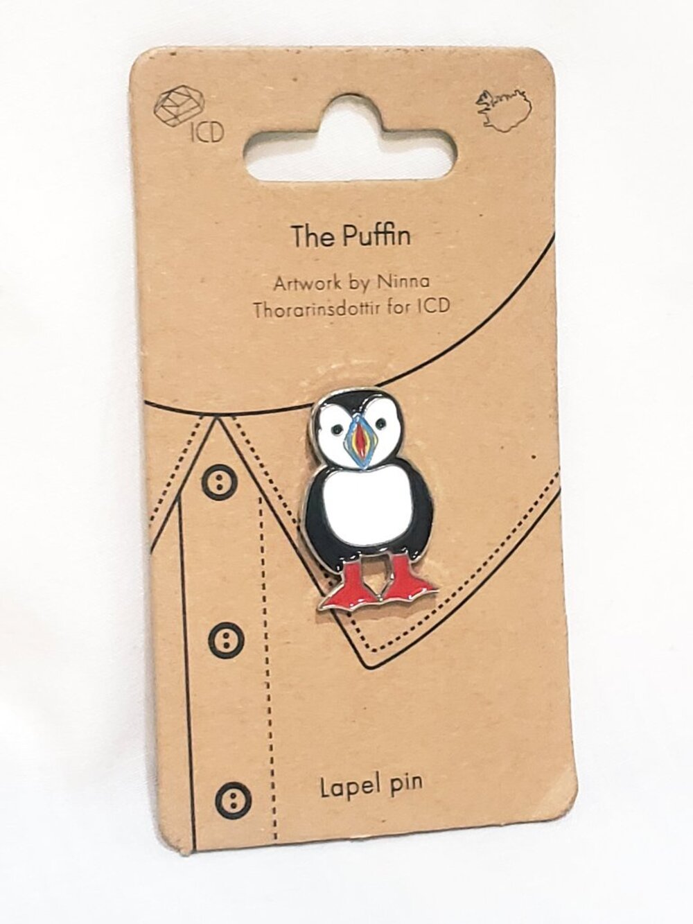 Puffin Bird Lapel Pin Black White 1"
